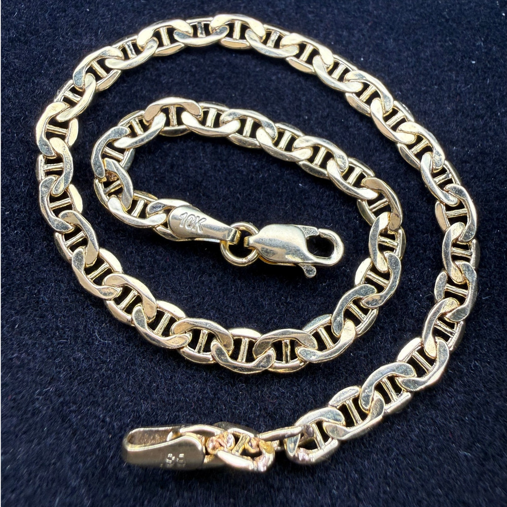 10k Solid Yellow Italian Gold Guci Marinier Bracelet 7.5" Long 3.5mm Wide